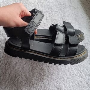 Dr. Martens Black Leather Platform Velcro Sandals